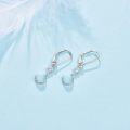 wholesale 925 Sterling Silver Round Blue Chalcedony Leverback Earrings for Women Ladies Birthday Christmas Gifts-0-3