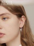 wholesale 925 Sterling Silver Ballerina Drop Earrings Pink Cz Crystal Dancing Girl Jewelry-0-1