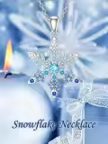 TOUPOP Sterling Silver & Blue CZ Snowflake Pendant Necklace-0-1
