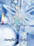 TOUPOP Sterling Silver & Blue CZ Snowflake Pendant Necklace-0-1