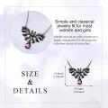 wholesale 925 Sterling Silver Bat with Red Cubic Zirconia and Black Stone Drop Pendant Necklace-0-4