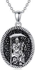wholesale 925 Sterling Silver Grim Reaper Pendant Necklace for Men Women Gothic s-0-0