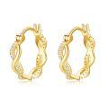 wholesale 14K Gold Infinity Twist Filigree Huggie Hoop Earrings with Cubic Zirconia for Women-0-0