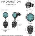 wholesale 925 Sterling Silver Skull & Turquoise Dangle Drop Earrings for Men Women Gothic  6cm Long-0-3
