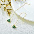 wholesale 14K Gold Green Stone Triangle Drop Threader Earrings-0-2