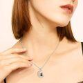 wholesale 925 Sterling Silver Crescent Moon Black Cat Pendant Necklace with Cubic Zirconia for Women-0-1