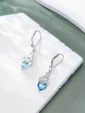 wholesale 925 Sterling Silver Heart Birthstone Celtic Knot Dangle Leverback Earrings-0-59