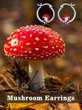 wholesale 925 Sterling Silver Red Mushroom Huggie Hoop Earrings for Women Girls Gifts-0-5