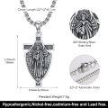 wholesale 925 Sterling Silver Saint Uriel Angel Shield Cross Necklace Pendant Jewelry for Men Women Boys Girls Gift 48cm Chain Length -0-2