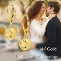 wholesale 14K Gold Sun & Moon Filigree Teardrop Dangle Leverback Earrings-0-3