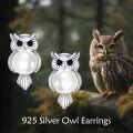 wholesale 925 Sterling Silver Pearl Owl Stud Earrings - Adorable Animal Jewelry for Women and Girls-0-4