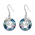 TOUPOP Sterling Silver Crystal Flamingo Earrings Palm Tree Jewelry Gifts-0-0