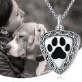 wholesale 925 Sterling Silver Paw Print Memorial Keepsake Urn Necklace with Funnel and Fill Tool for Pet Ashes -0-4