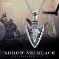 wholesale 925 Sterling Silver Celtic Knot & Stone Viking Arrowhead Necklace for Men-0-4