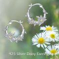 wholesale 925 Sterling Silver Daisy Flower Hoop Earrings - Cute Small  for Women and Girls-0-11