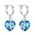wholesale 925 Sterling Silver Blue Heart Drop Earrings-0-0