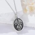 wholesale 925 Sterling Silver 925 Oval Viking Urn Necklace w/Engraved Tree of Life & Funnel Set-0-3