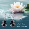 TOUPOP Sterling Silver Black Onyx Daisy Hibiscus Lotus Rose Peony Sunflower Dangle Earrings-0-2