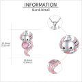 wholesale 925 Sterling Silver Pink Cat Pendant Necklaces with Stone Charm Gifts for Girls and Women-0-4
