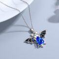 wholesale Sterling Silver Crystal Bat Pendant Necklace Gothic Animal Jewelry Gift for Women-0-2