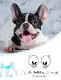 wholesale 925 Sterling Silver French Bulldog Huggie Hoop Earrings with Crystal Accents for Women Dog Lover Gift Ideas-0-2