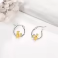 wholesale 925 Sterling Silver Gold Plated Hen Charm Hoop Earrings Wholesale for Women Girls Mothers Day Gift-0-3