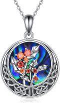 wholesale Sterling Silver Abalone Shell Celtic Knot Birth Flower Necklace for Women-0-9