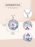 TOUPOP Sterling Silver Moonstone Purple Tulip Tree Of Life Pendant Necklace-0-3