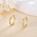 wholesale 14K Gold Infinity Twist Filigree Huggie Hoop Earrings with Cubic Zirconia for Women-0-2