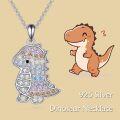 wholesale 925 Sterling Silver Colorful Crystal Dinosaur Pendant Necklace for Kids Girls Women Gifts Fashion Jewelry Accessories-0-1