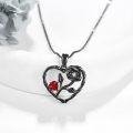 wholesale 925 Sterling Silver Red Heart & Black Rose Infinity Pendant Necklace for Women - Valentine's Day s-0-1