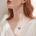 wholesale 925 Sterling Silver Blue and Purple Enamel Butterfly Pendant Necklace for Women-0-4