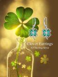 wholesale 925 Sterling Silver Green Crystal Heart-Shaped Shamrock Drop Earrings Irish Celtic Knot  for Women Girls-0-5