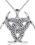 wholesale 925 Sterling Silver Celtic Knot Trinity Horns Pendant Necklace-0-0