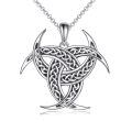 wholesale 925 Sterling Silver Celtic Knot Trinity Horns Pendant Necklace-0-0