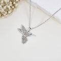 wholesale 925 Sterling Silver Hummingbird Pendant Necklace for Women Girls Mothers Day Gift Jewelry 43mm x 68mm-0-2