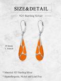 wholesale 925 Sterling Silver Orange Enamel Teardrop Leverback Earrings for Women-0-4