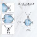 wholesale 925 Sterling Silver Larimar Fish Pendant Necklace - Ocean Wave Jewelry for Women Gifts-0-3