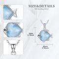 wholesale 925 Sterling Silver Larimar Fish Pendant Necklace Platinum Plated Blue Stone Chain For Women-0-3