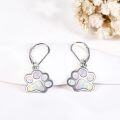 wholesale 925 Sterling Silver Abalone Shell Inlay Paw Print Leverback Earring for Women Girls Animal Lover Gift-0-13