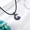 wholesale 925 Sterling Silver Purple Amethyst Crescent Moon Gothic Pendant Necklace for Women-0-2