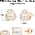 wholesale 925 Sterling Silver Heart-Shaped Freshwater Pearl and Cubic Zirconia Stud Earrings for Women/Mom/Wife-0-2