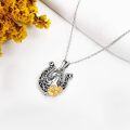 wholesale 925 Sterling Silver 925 Horse & Daisy Flower Horseshoe Pendant Necklace for Women and Men-0-3
