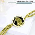 wholesale Gold 925 Sterling Silver Black Onyx Saint Muerte Perdoname Charm Bracelet 6 - Adjustable Chain Length-0-5