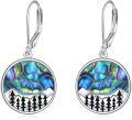 wholesale 925 Sterling Silver Abalone Shell Mountain Forest Dangle Earrings for Women Skiing Gifts Nature Jewelry-0-0
