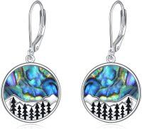 wholesale 925 Sterling Silver Abalone Shell Mountain Forest Dangle Earrings for Women Skiing Gifts Nature Jewelry-mountain earrings