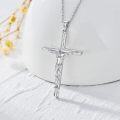 wholesale 925 Sterling Silver Crystal Cross Necklace with Jesus Christ Crucifix Pendant - Religious Jewelry (24 Chain)-0-4
