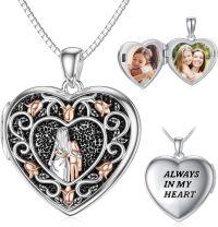 wholesale TOUPOP Locket Necklace Father Daughter Locket Mother Daughter Locket Necklace Sister Locket Family Locket Rose Heart Locket Pendant Necklace S925 Sterling Silver Gift Always In My Heart Locket -undefined
