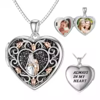 TOUPOP Sterling Silver Rose Heart Locket Necklace Gift Always In My Heart-undefined