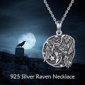 wholesale 925 Sterling Silver Raven Moon Star Pendant Norse Viking Necklace Gothic Jewelry for Men Women Gifts-0-6